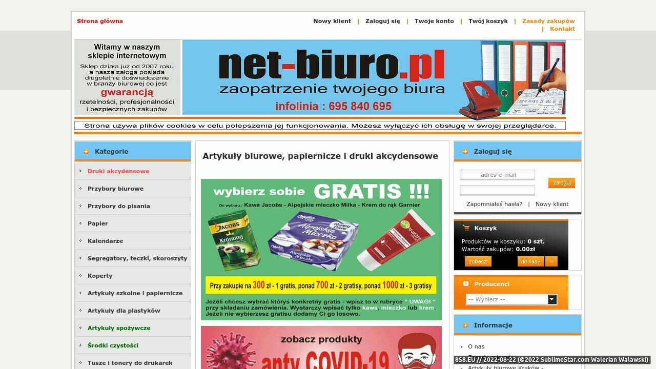 Artykuły biurowe, druki akcydensowe, tusze, tonery (strona www.net-biuro.pl - Canon)