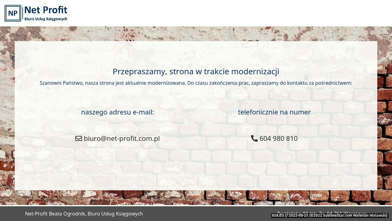 Zrzut ekranu Biuro Rachunkowe, Doradca Podatkowy