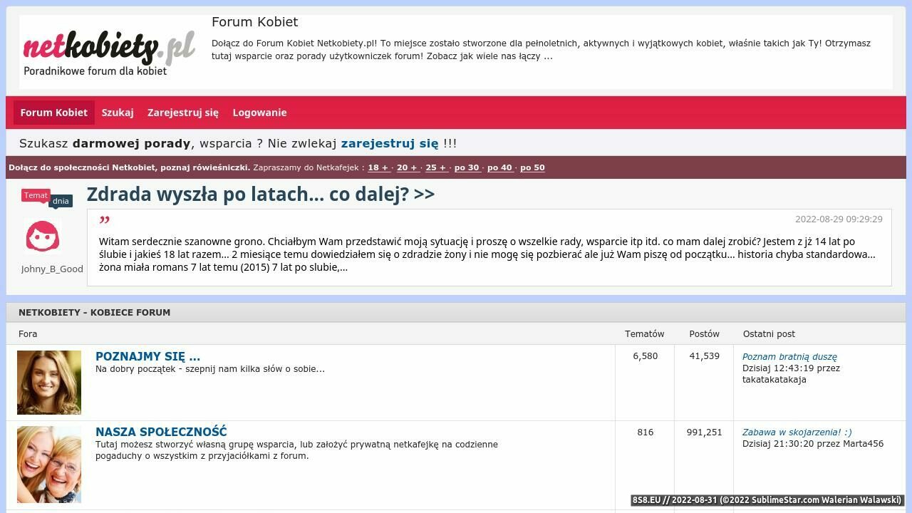 Zrzut ekranu Forum Kobiet - NETKOBIETY.PL
