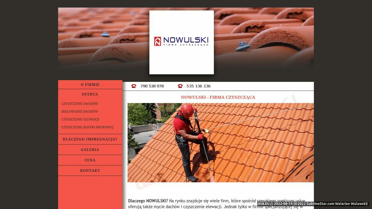 Zrzut ekranu Nowulski - firma czyszcząca