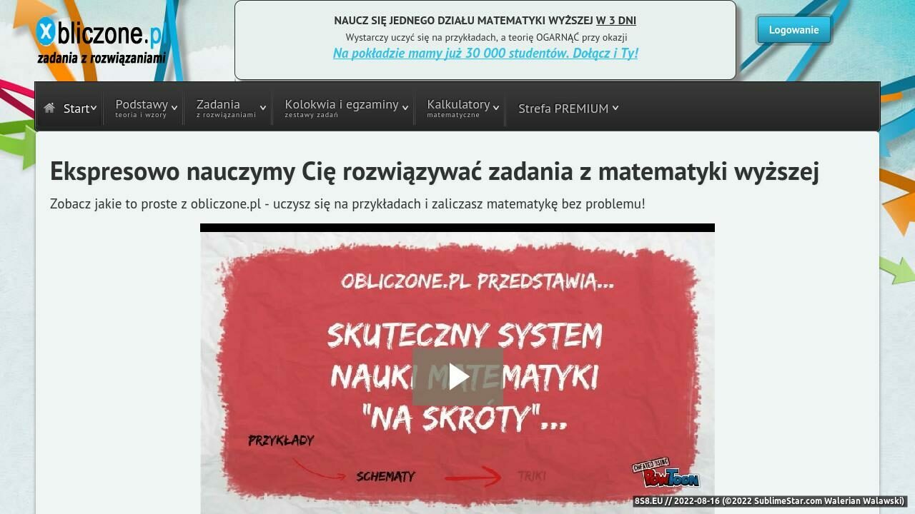 Zadania z rozwiązaniami z matematyki (strona obliczone.pl - Obliczone.pl)
