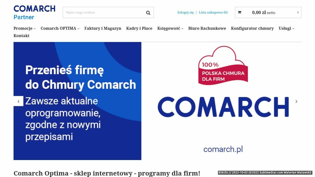 Sklep internetowy z programem Comarch ERP Optima (strona optima-sklep.pl - Optima-Sklep.pl)