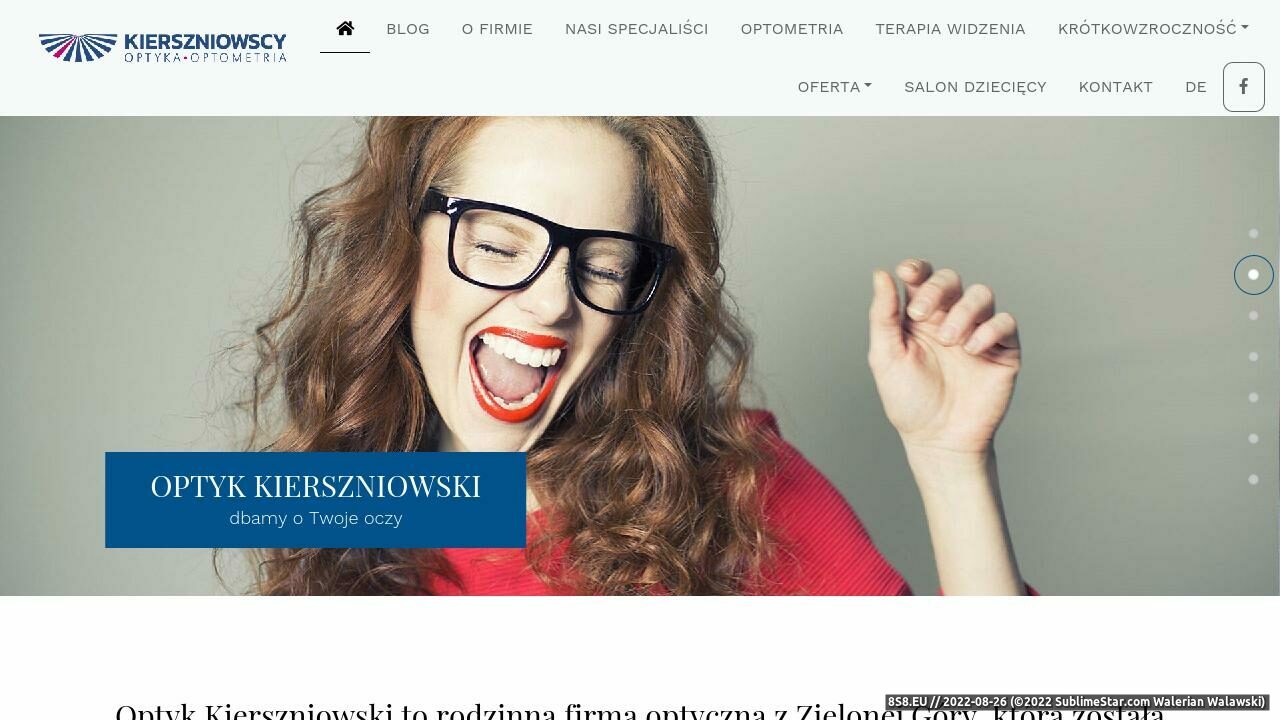 Zrzut ekranu Optyk Kierszniowski - soczewki