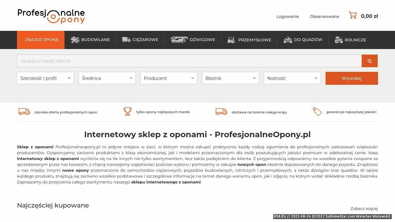 Zrzut ekranu Wortal OTR.pl wszystko o oponach przemysłowych