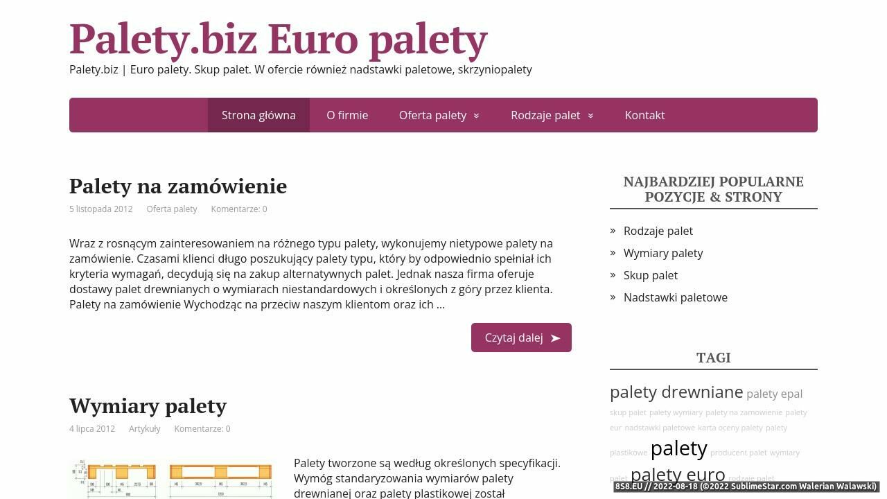 Zrzut ekranu Palety euro, skup palet