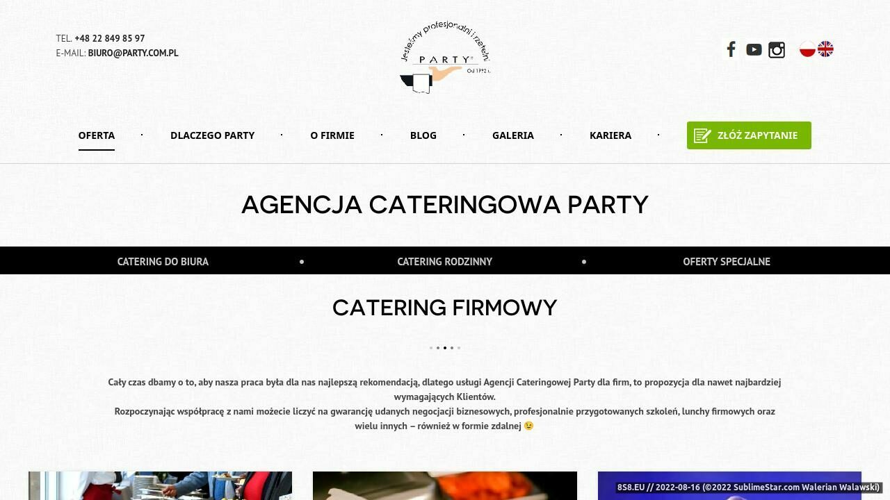 Zrzut ekranu Catering Warszawa