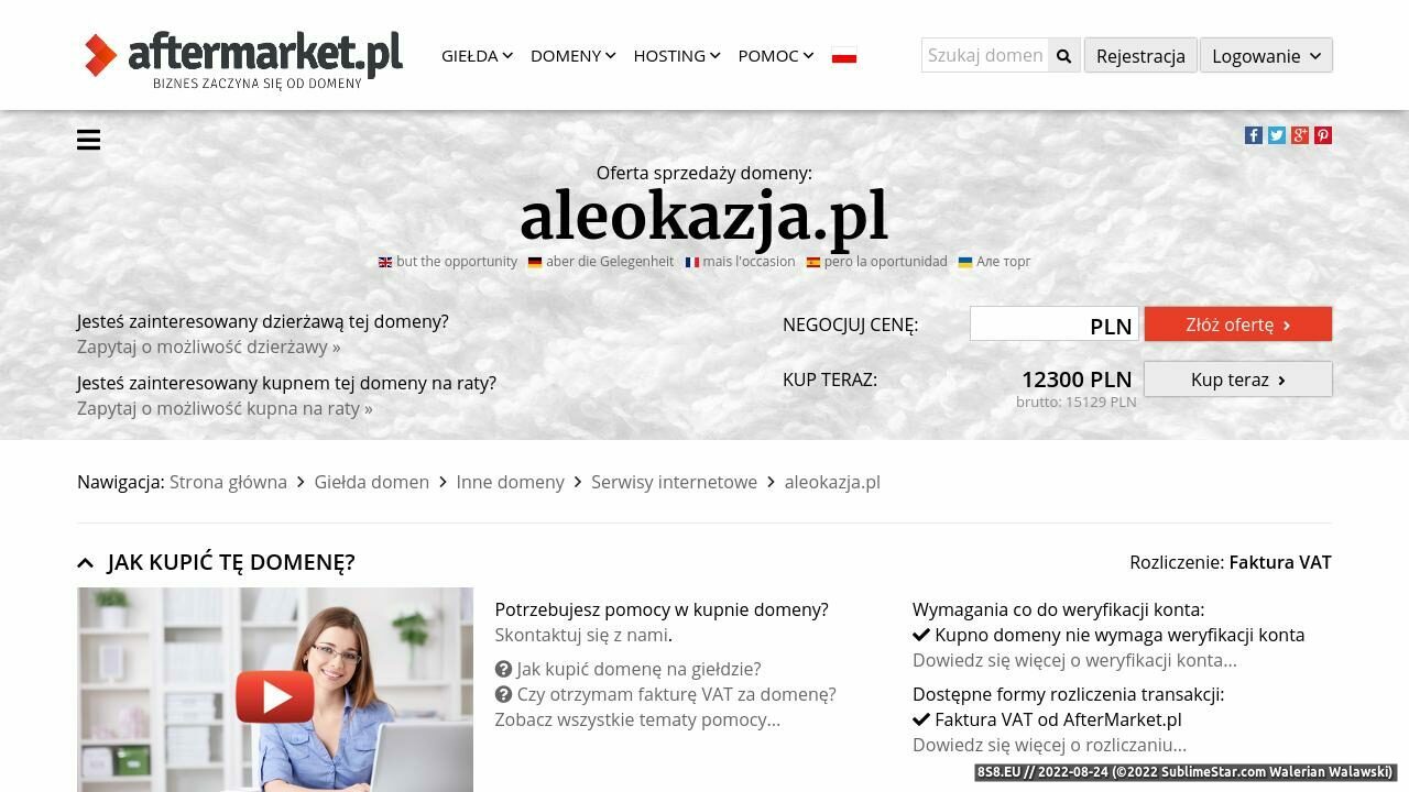 Zrzut ekranu Pasaż handlowy aleokazja.pl