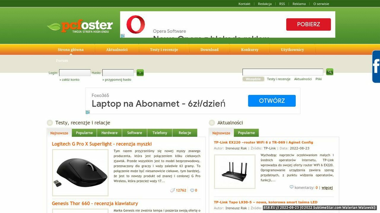 Serwis technologiczny: Recenzje, Download, Forum, Nowości (strona www.pcfoster.pl - Pcfoster.pl)