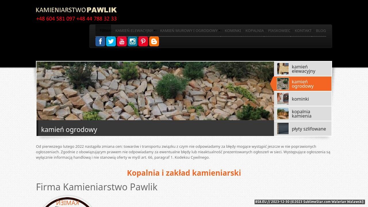 Zrzut ekranu Kamień elewacyjny - piaskowiec murowy i kominki