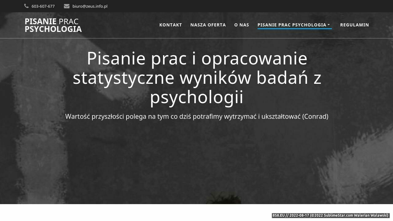 Zrzut ekranu Pomoc w pisaniu prac z psychologii i analiza statystyczna