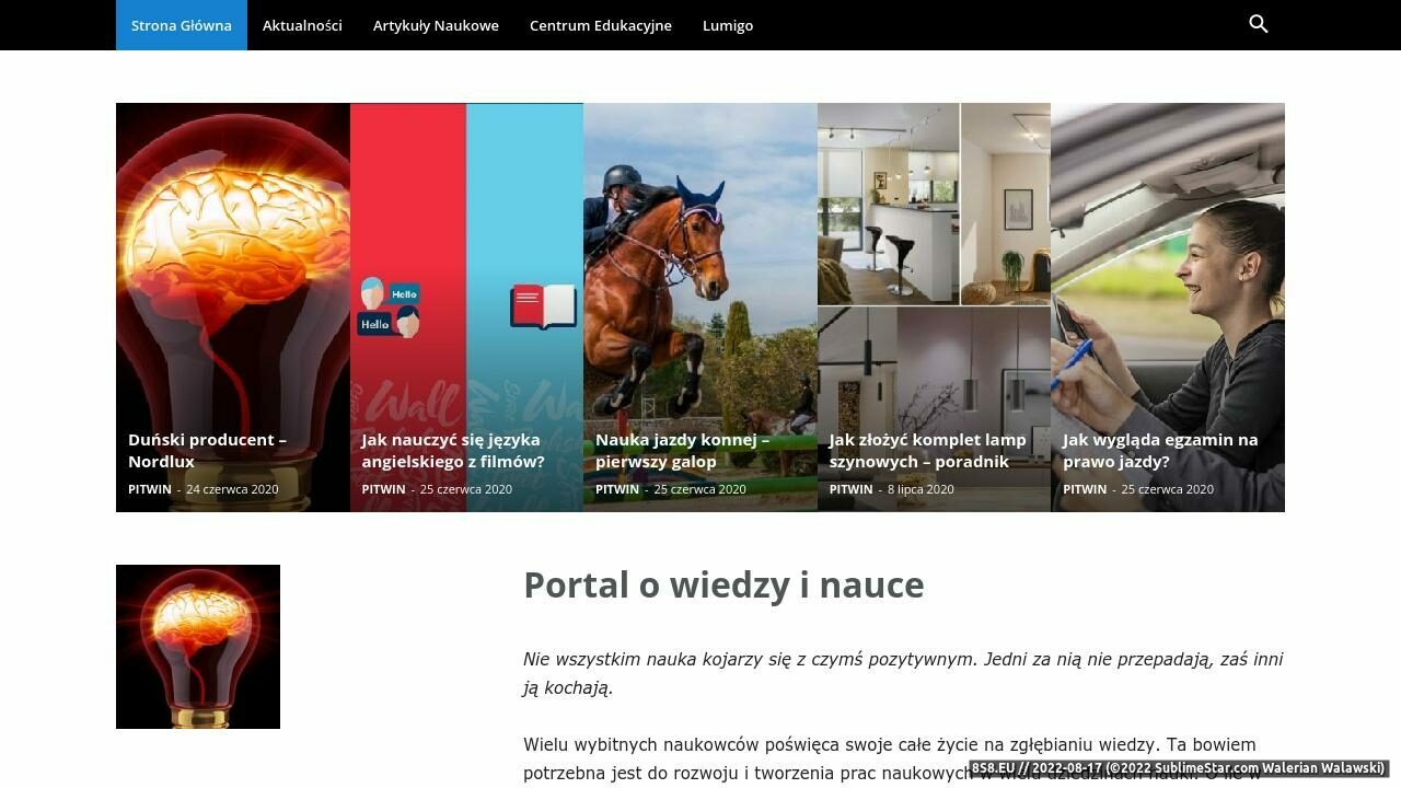 Zrzut ekranu PITWIN - Portal Innowacyjnego Transferu Wiedzy w Nauce