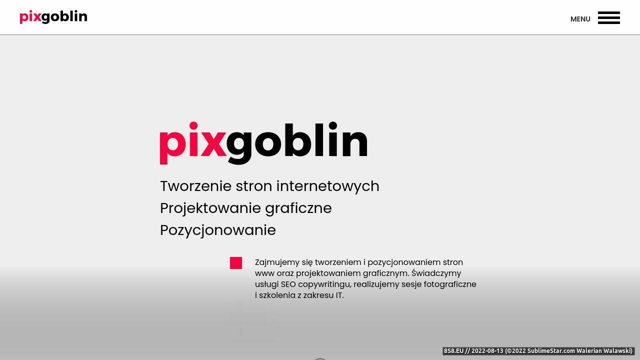 Tworzenie stron WWW oraz projektowanie graficzne (strona pixgoblin.pl - Pixgoblin - Strony WWW)