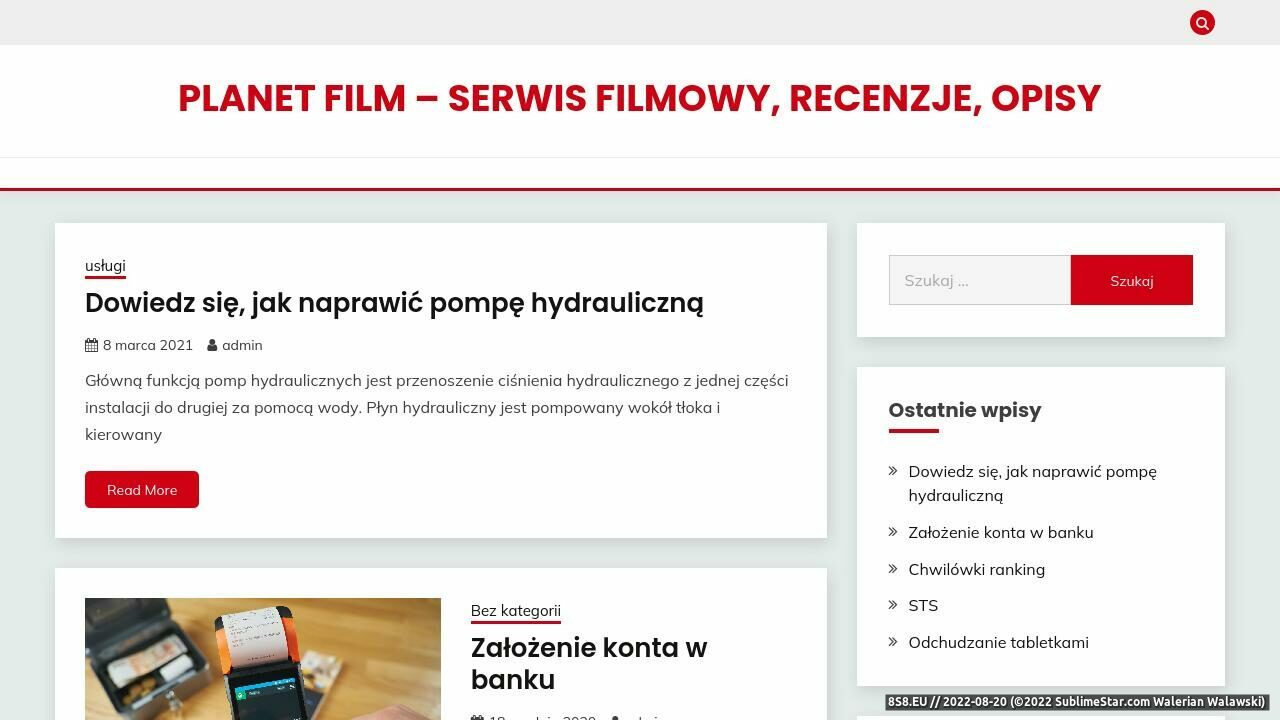 Zrzut ekranu Serwis filmowy PlanetFilm.pl