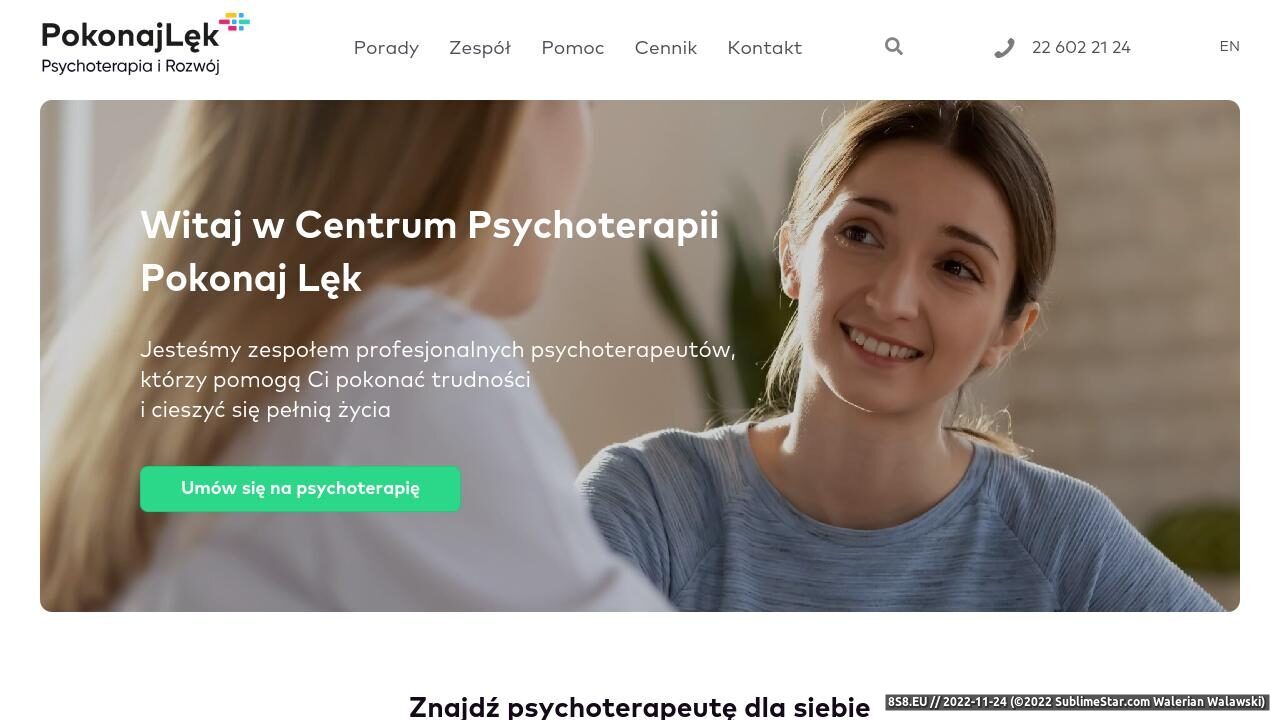 Psychoterapia (strona pokonajlek.pl - Centrum Pokonaj Lęk)