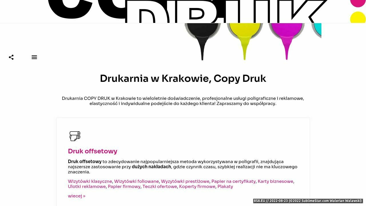 Drukarnia COPY DRUK - Kraków (strona poligrafia.krakow.pl - Poligrafia.krakow.pl)