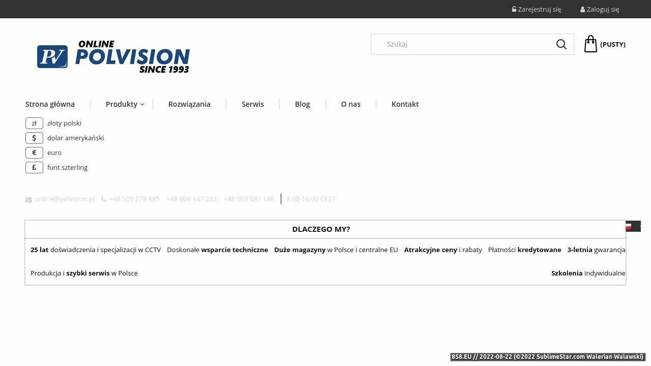 Zrzut ekranu POLVISION - Systemy nadzoru i rejestracji wizji