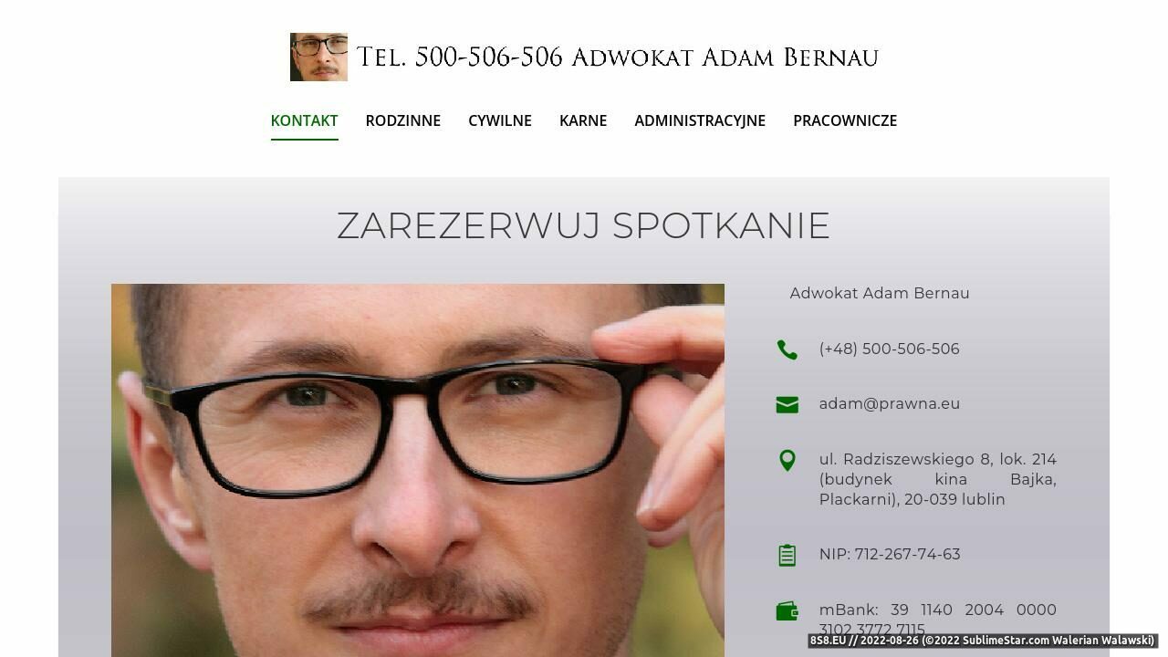 Zrzut ekranu Adwokat w Lublinie - tel. 500-506-506
