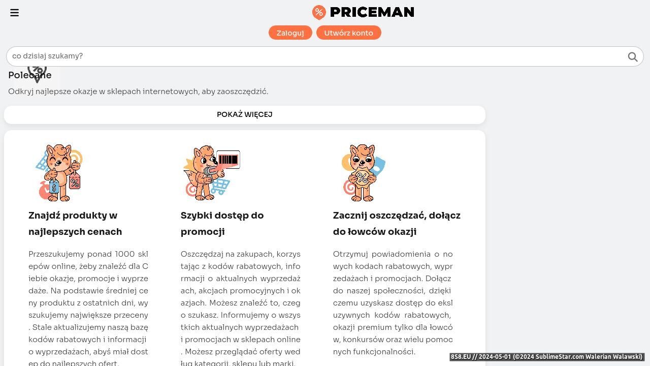 Kody rabatowe, promocje, okazje oraz wyprzedaże (strona priceman.pl - Priceman - Łowcy Okazji)