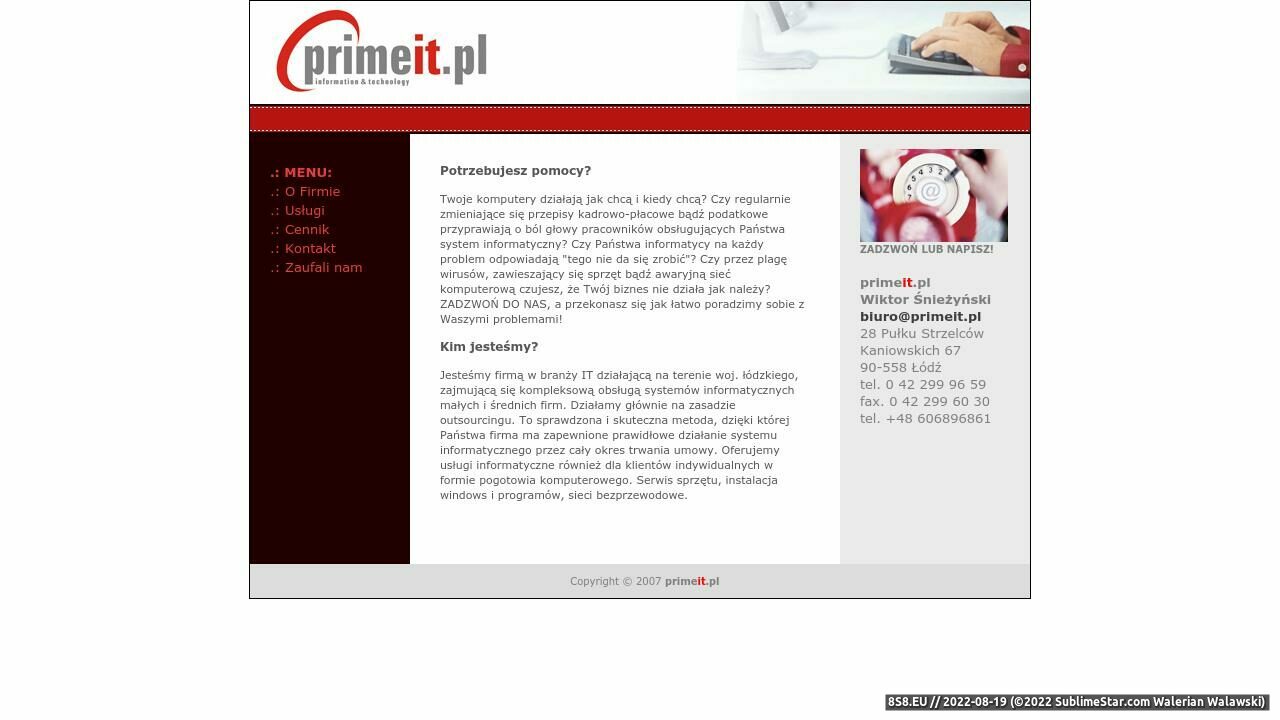 PrimeIT usługi informatyczne, pogotowie komputerowe (strona www.primeit.pl - Primeit.pl)