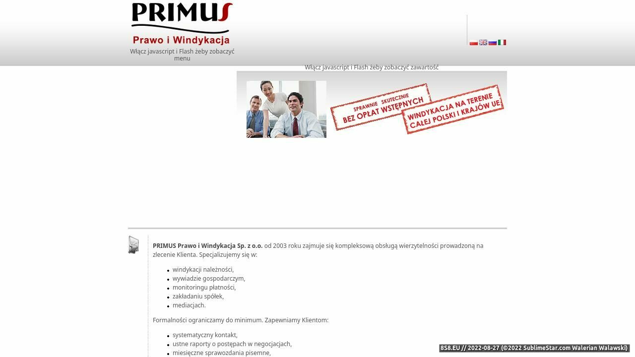 Windykacja (strona www.primus.sos.pl - Primus.sos.pl)