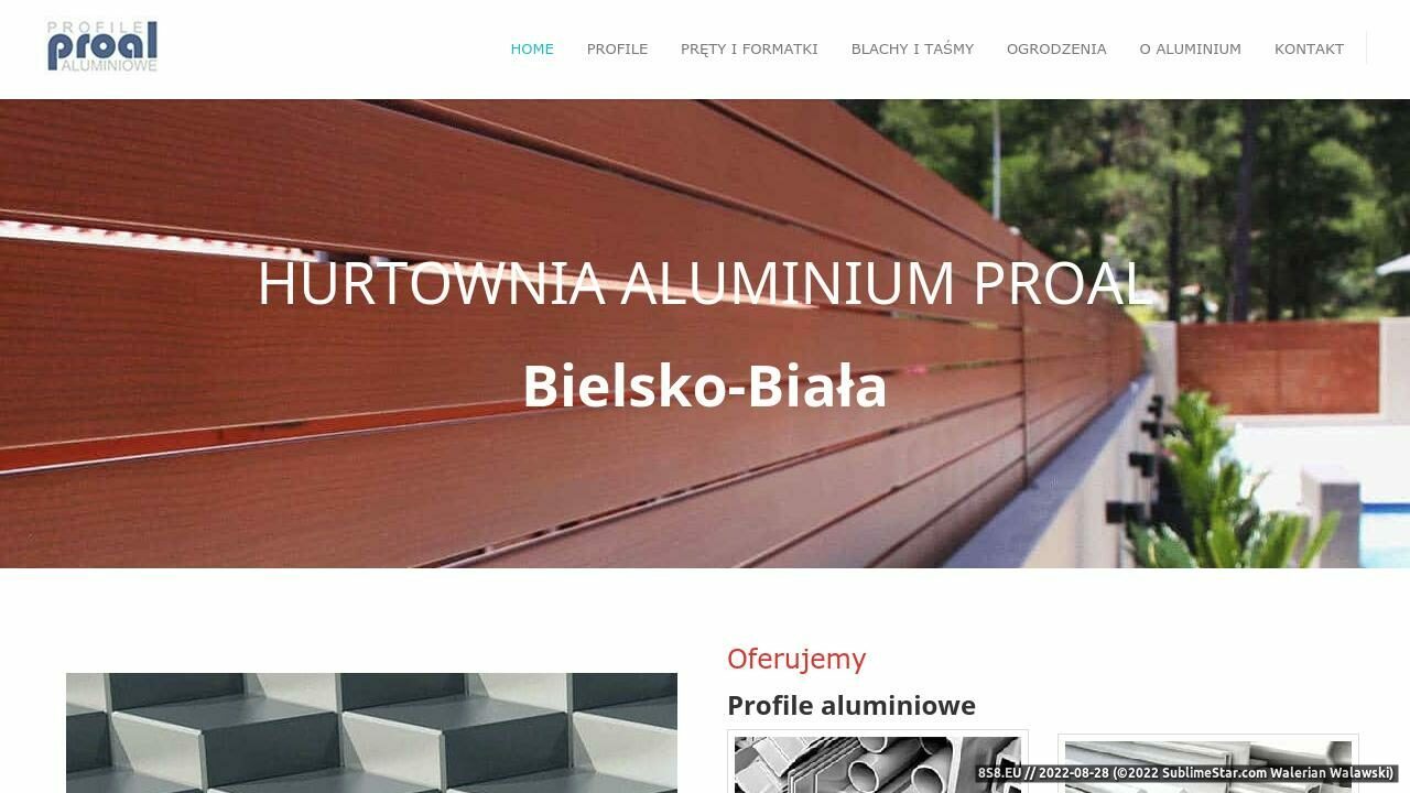 Zrzut ekranu PROAL - hurtownia aluminium