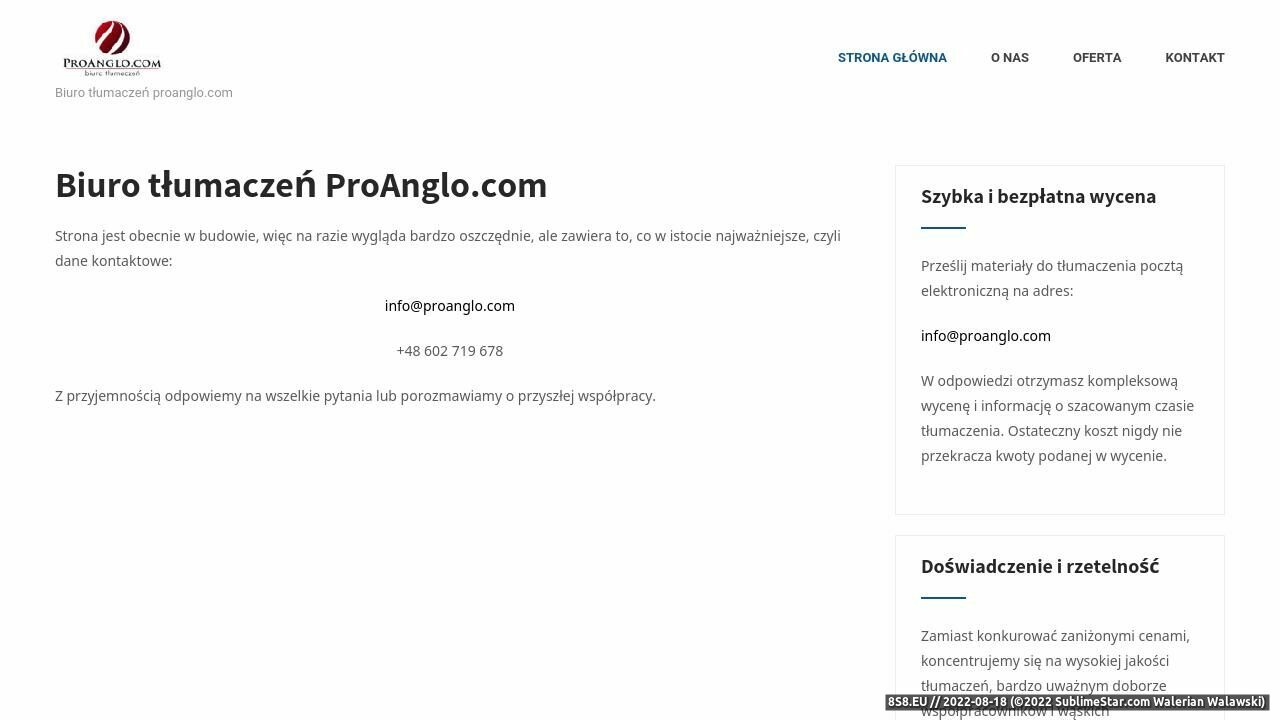 Tłumaczenia (strona www.proanglo.com - Proanglo.com)