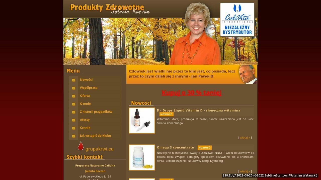 Naturalne witaminy, CaliVita (strona www.produkty-zdrowotne.pl - Produkty-zdrowotne.pl)