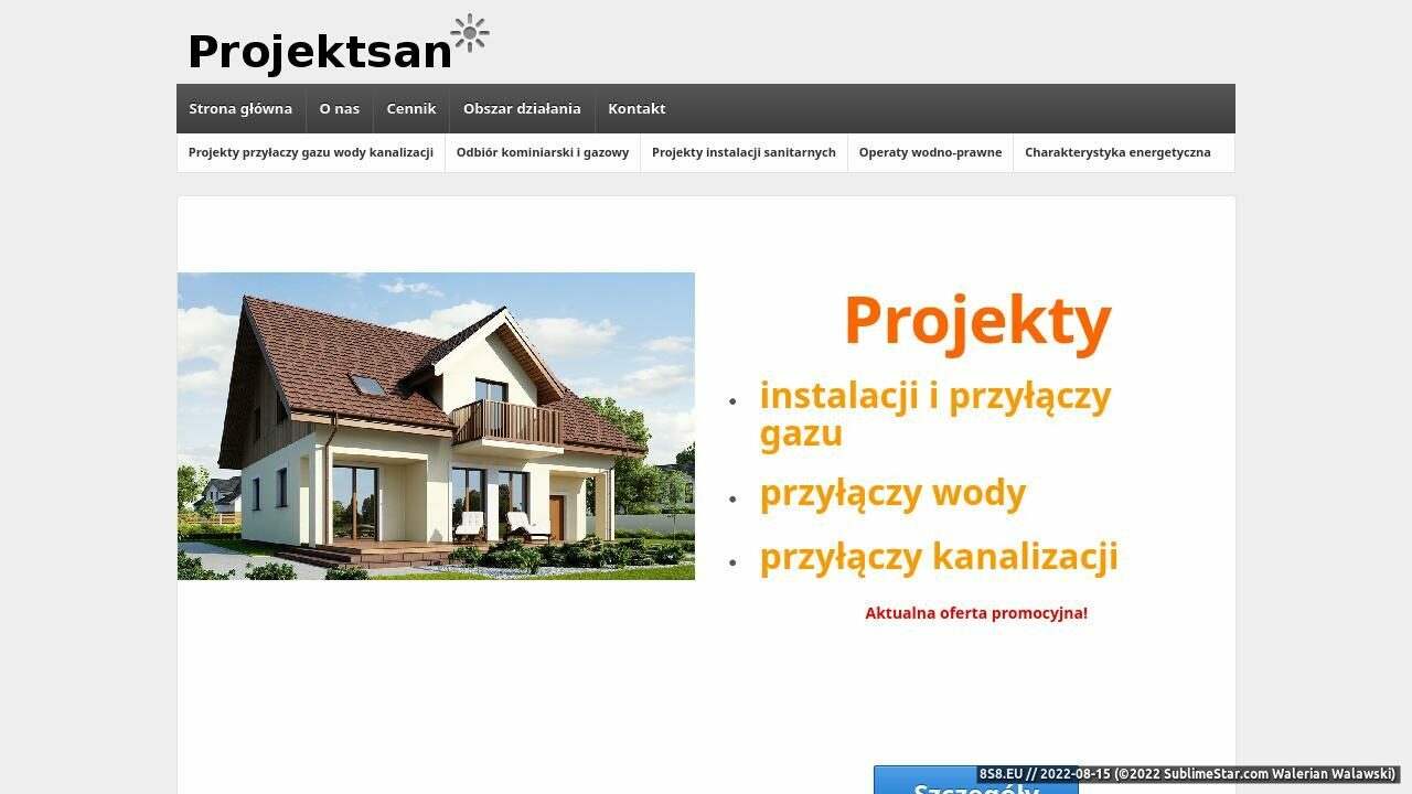 Świadectwo energetyczne - Piaseczno, Pruszków i Błonie (strona projektsan.pl - Projektsan.pl)