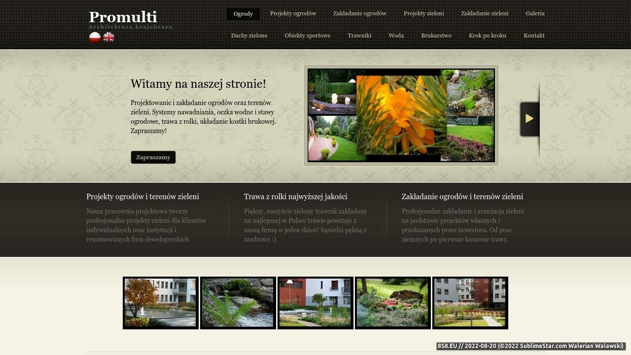 Zrzut ekranu Promulti - projektowanie i zakładanie ogrodów