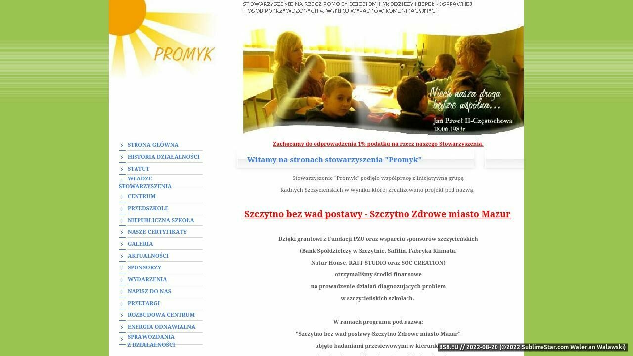 Stowarzyszenie promyk, odlicz 1% podatku (strona www.promyk.org.pl - Promyk.org.pl)