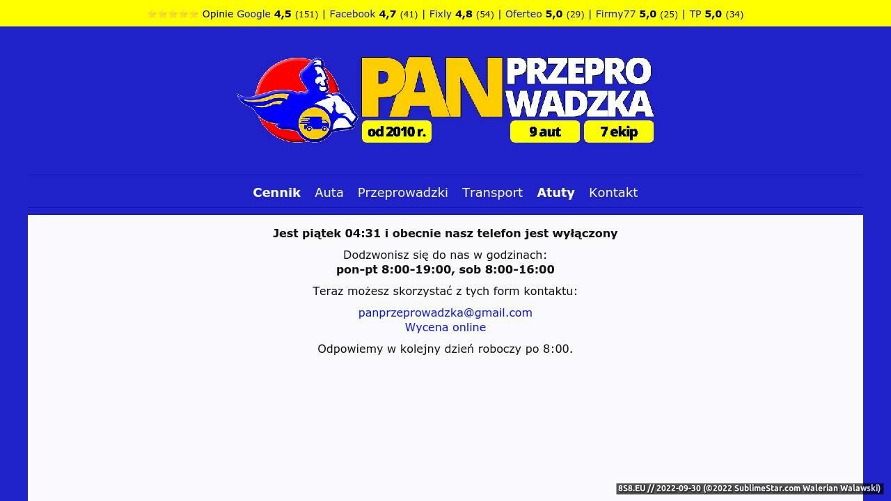 Zrzut ekranu Tanie przeprowadzki Szczecin