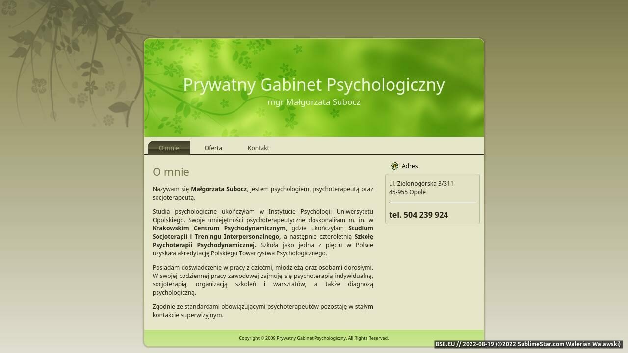 Prywatny Gabinet Psychologiczny Małgorzata Subocz‎ (strona psycholog-opole.pl - Psycholog-opole.pl)