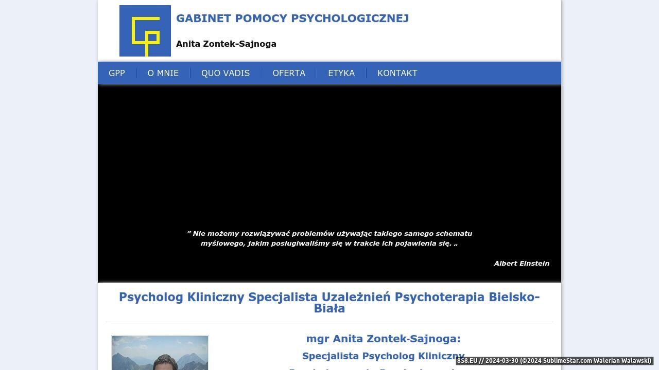 Psycholog, psychoterapeuta i terapia uzależnień (strona psychopomoc.net.pl - GPP Anita Zontek-Sajnoga)