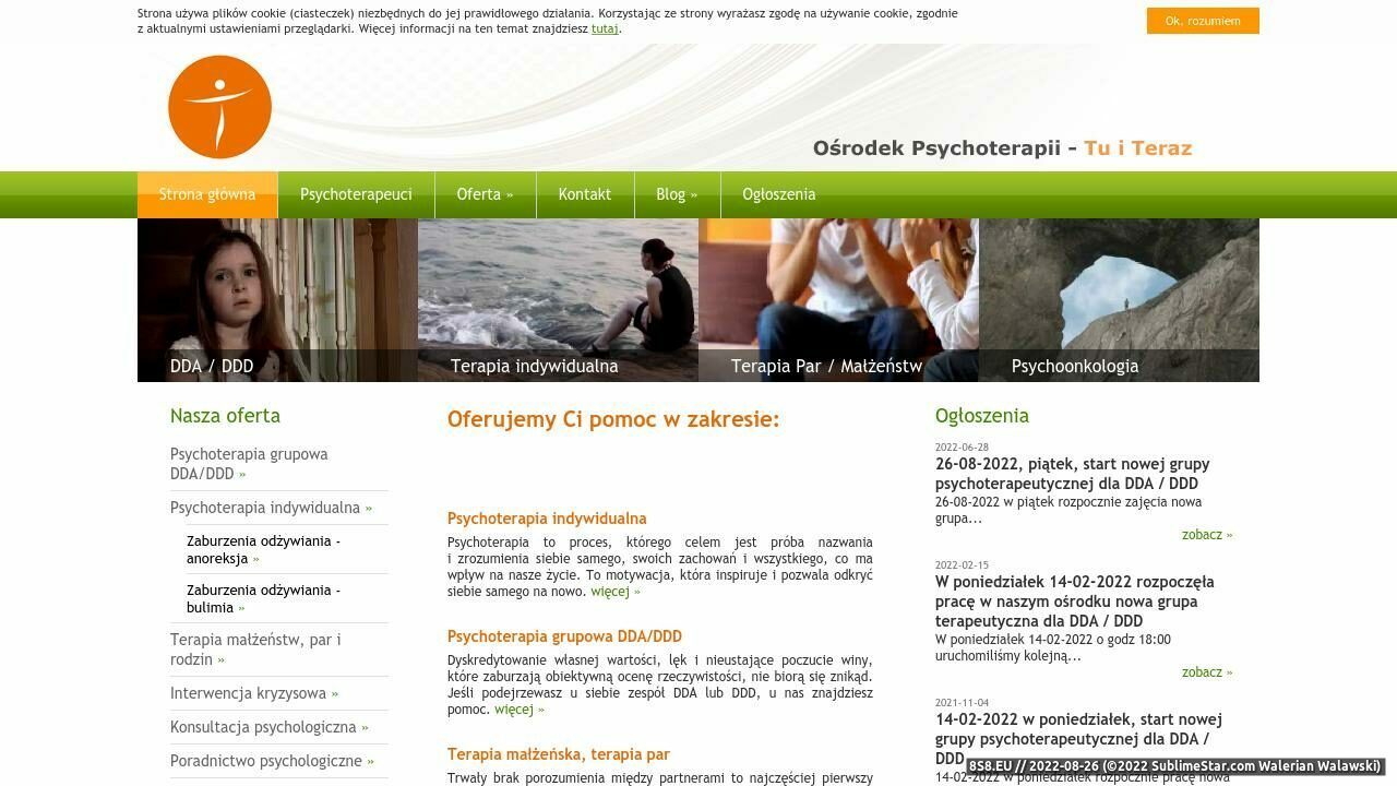 Ośrodek Psychoterapii - Tu i Teraz (strona psychoterapia-saskakepa.pl - Psychoterapia-saskakepa.pl)