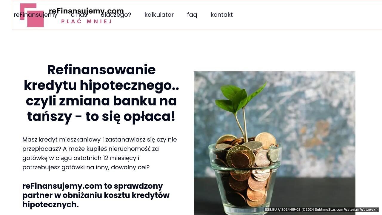 Refinansowanie kredytów hipotecznych (strona refinansujemy.com - Refinansujemy.com)