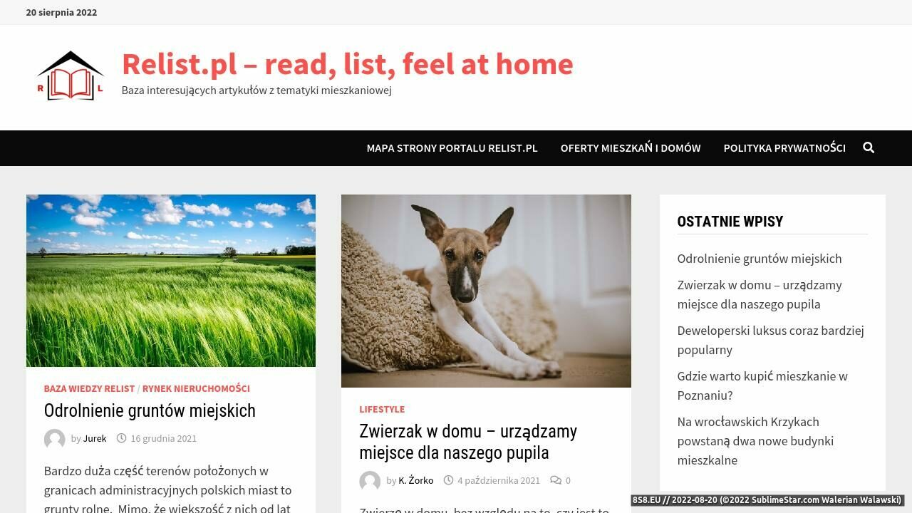 Katalog nieruchomości | Specjaliści | Społeczność | Blog (strona relist.pl - Relist.pl)