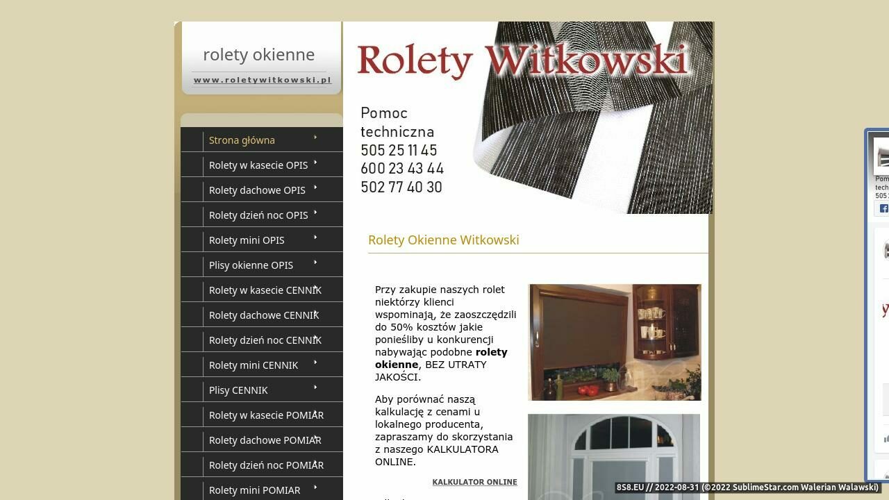 Rolety wewnętrzne (strona www.roletywitkowski.pl - Roletywitkowski.pl)