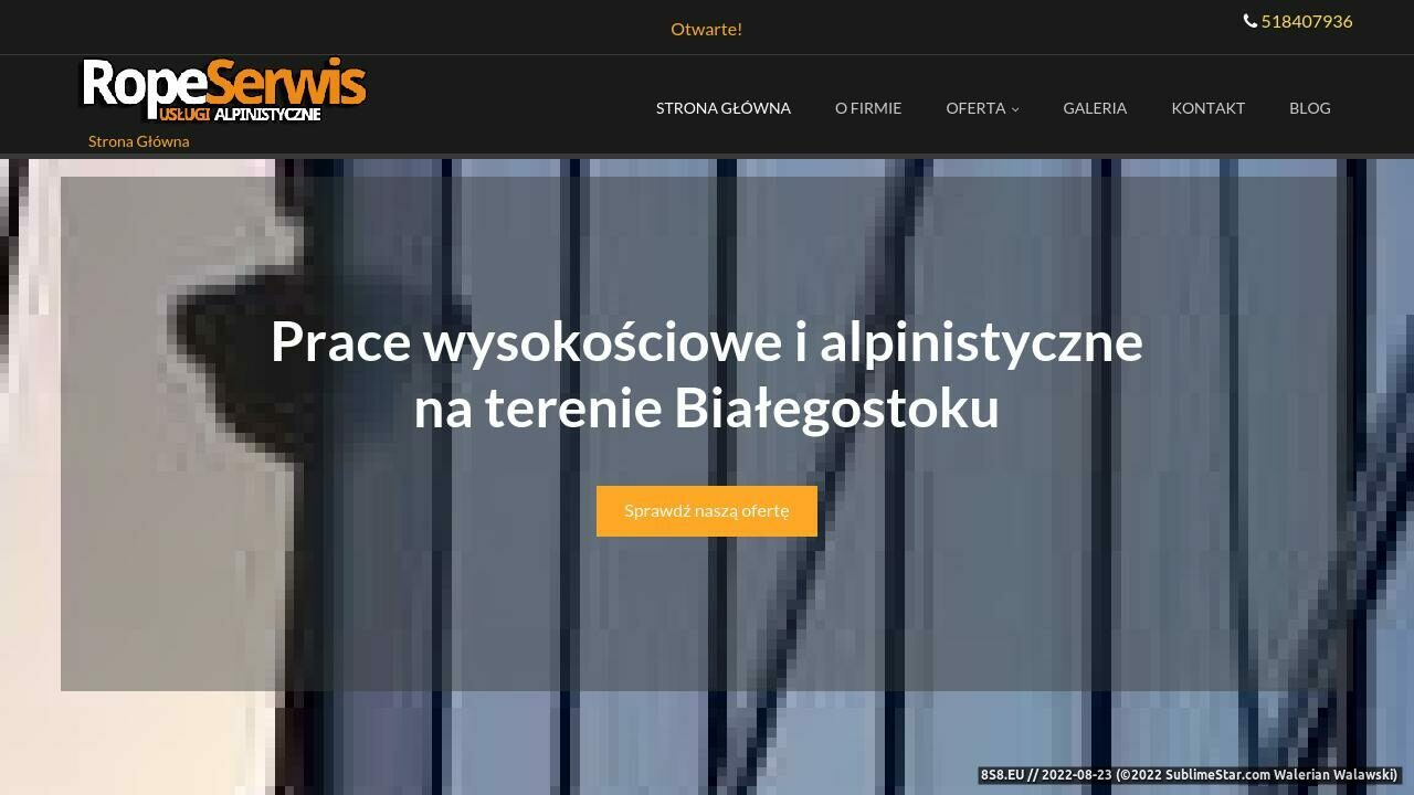 Strona firmowa - prace wysokościowe (strona ropeserwis.pl - Rope Serwis)