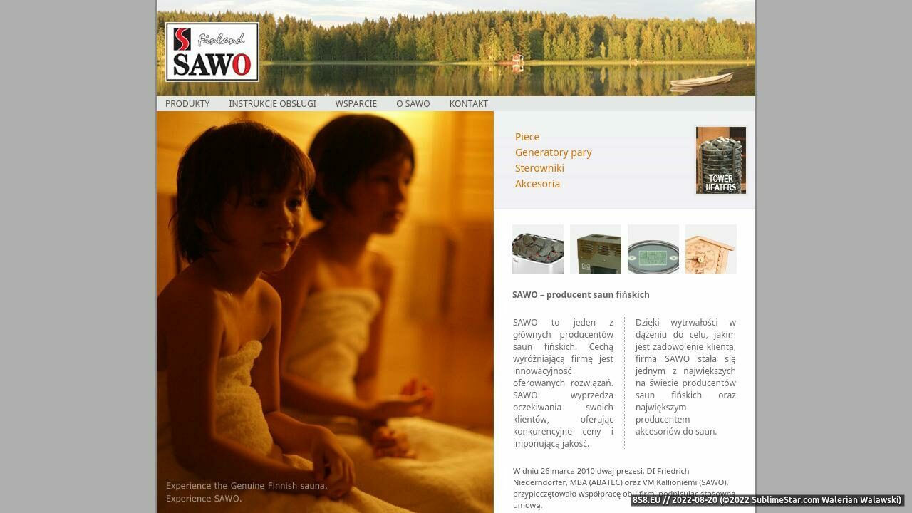Zrzut ekranu Strona dystrybutora Fińskiej firmy