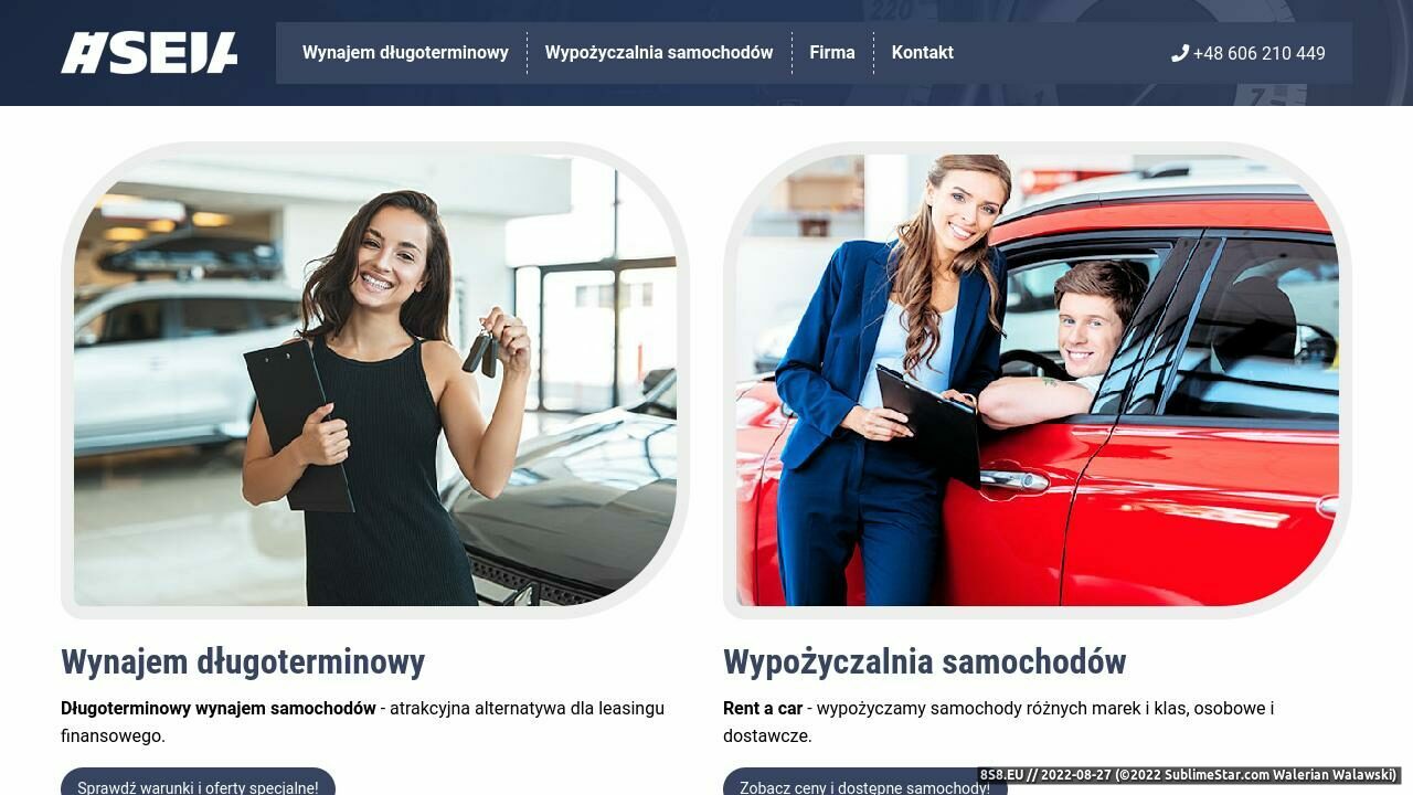 Wynajem długoterminowy samochodów (strona www.seja.pl - Seja.pl)