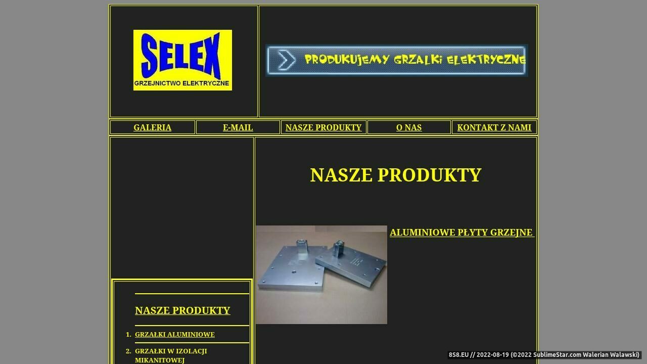 Zrzut ekranu Selex grzałki przemysłowe