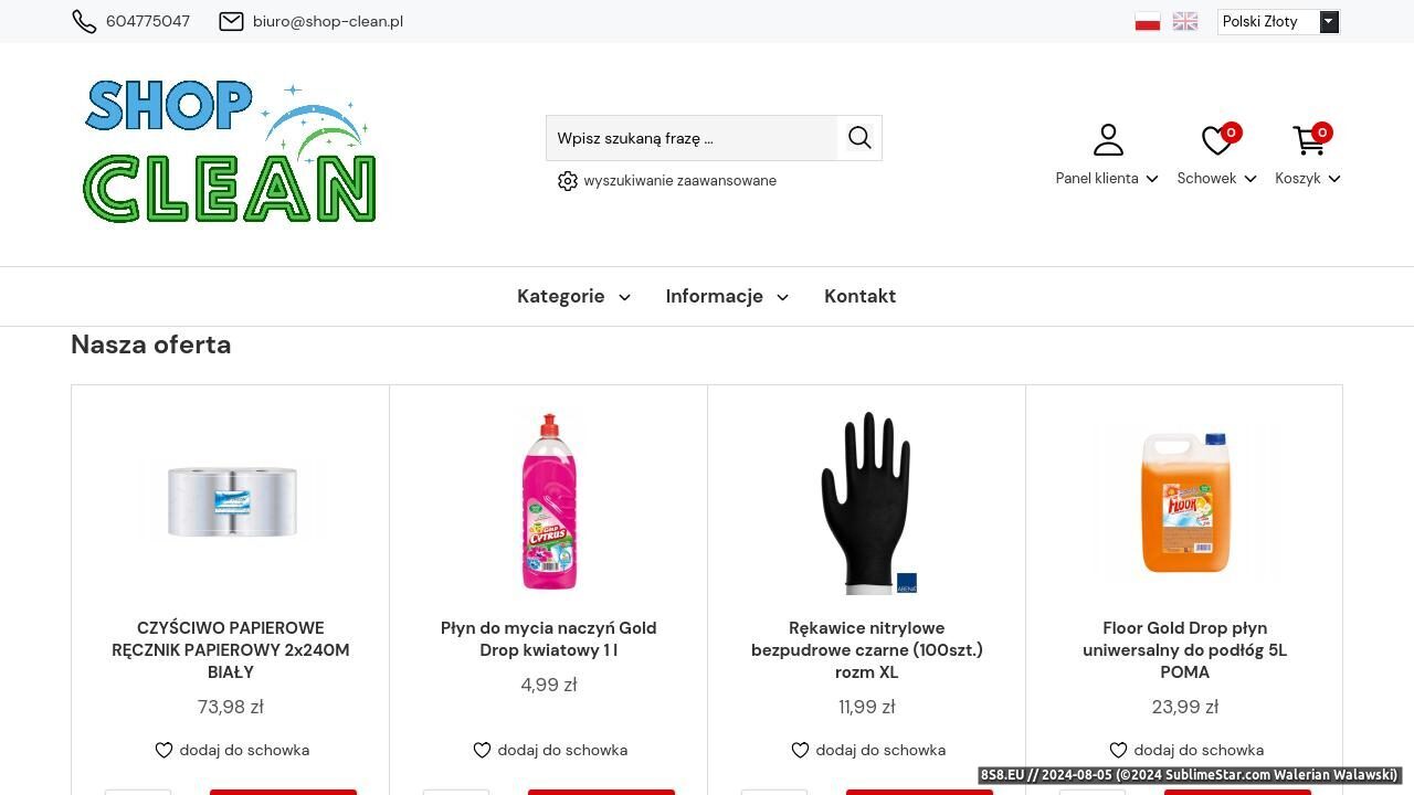 Sklep - środki czystości, środki czyszczące (strona shop-clean.pl - Tanie Środki Czystości)