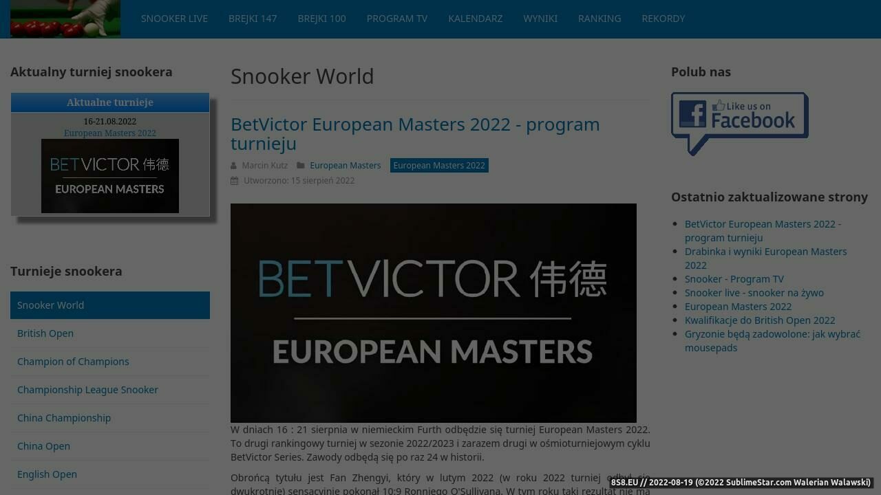 Snooker World (strona www.snookerworld.pl - Snookerworld.pl)