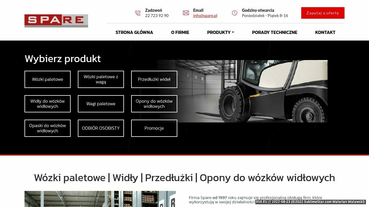 Wózki widłowe, części zamienne, opony i wózki paletowe - serwis (strona www.spare.com.pl - Spare.com.pl)