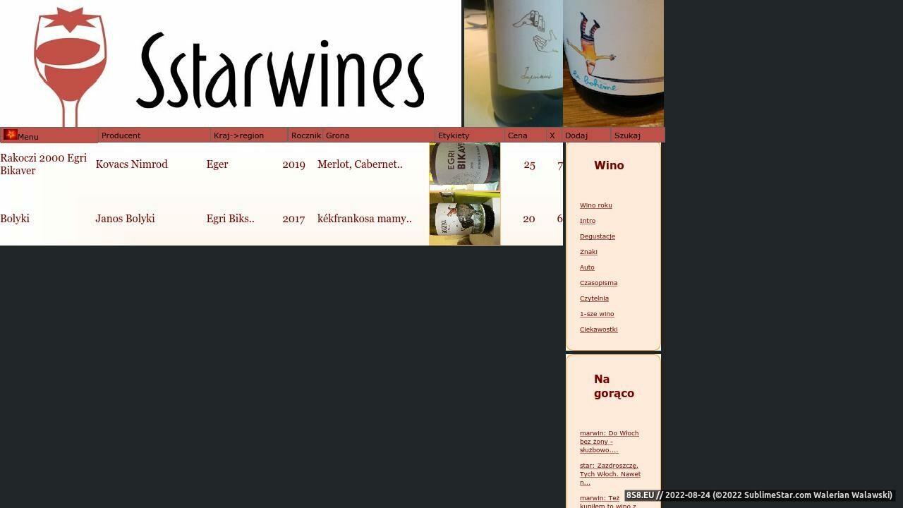 Sstarwines - wina na gwiazdkę, 6000 opisów wina (strona www.sstarwines.pl - Sstarwines.pl)