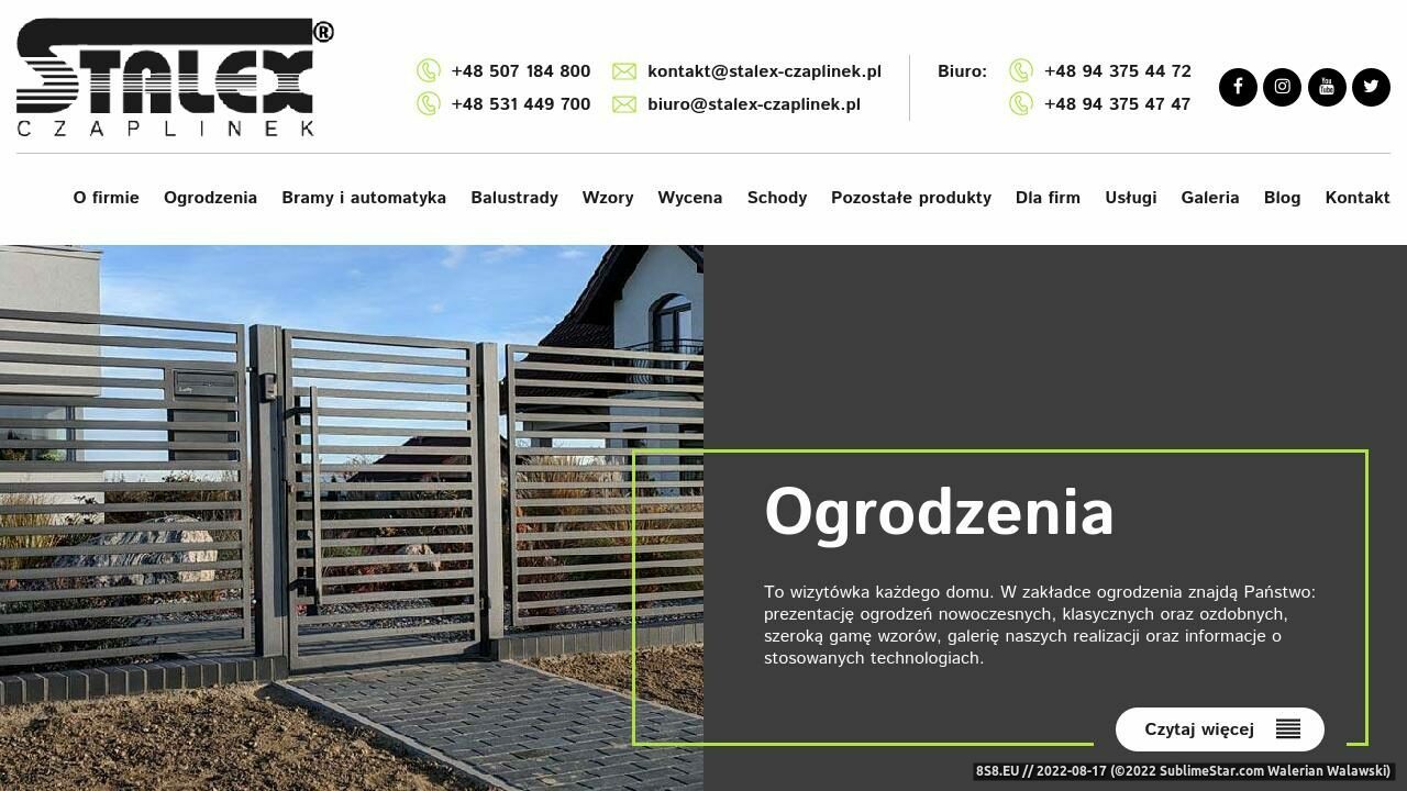 Producent ogrodzeń (strona www.stalex-czaplinek.pl - Stalex Ogrodzenia)
