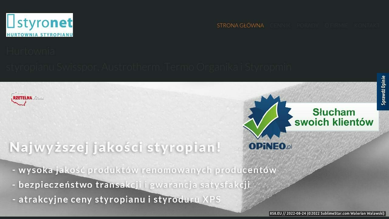 Zrzut ekranu Styropian i Styrodur XPS