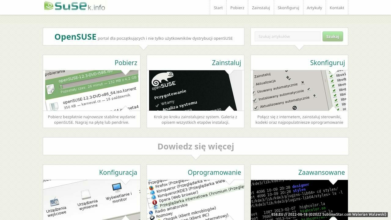 Zrzut ekranu SuSE i OpenSUSE - portal użytkowników