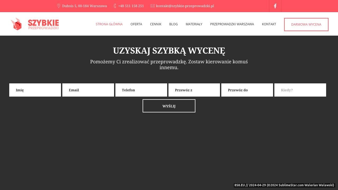 Zrzut ekranu Firma ofertuje przeprowadzki Warszawa