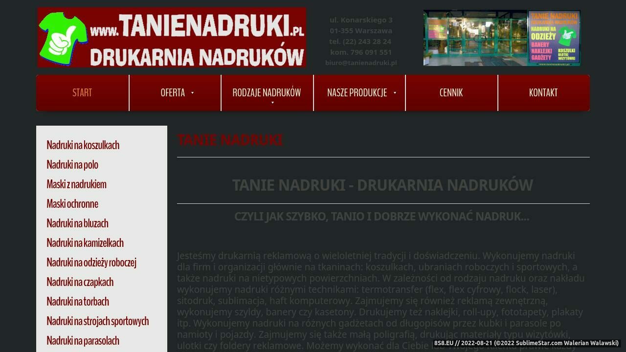 TANIE NADRUKI Agencja Reklamowa (strona www.tanienadruki.pl - Tanienadruki.pl)